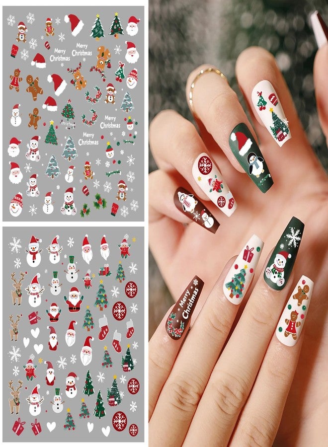 atydkug 9 Sheets Christmas Nail Art Stickers, Embroidery Nail Sticker Decals for Girl Women, Xmas Tree Santa Claus Nail Stickers for Nail Art Kids Christmas Stocking Stuffers Gifts Decoration Self-Adhesive - Image 3